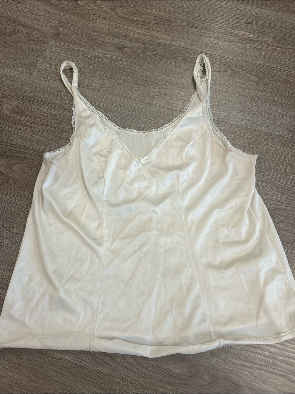vassarette White Lace-Trim Camisole